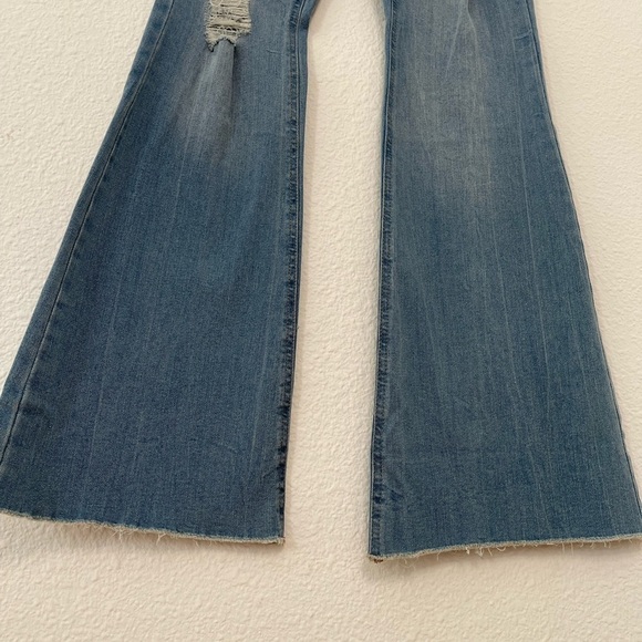 Tinseltown High Rise pull on raw hem flare jeans - Picture 3 of 10